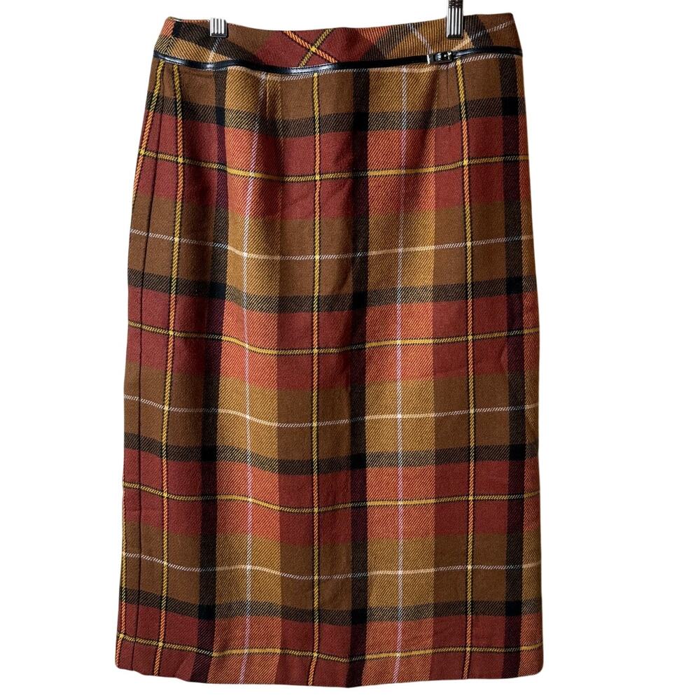 Worthington Petite Plaid Midi Maxi Skirt SZ 8P Wool Blend Country Fall Academia